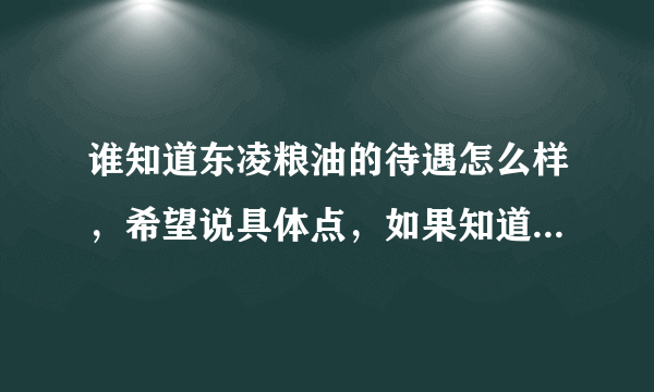 谁知道东凌粮油的待遇怎么样，希望说具体点，如果知道财务职位的更好！