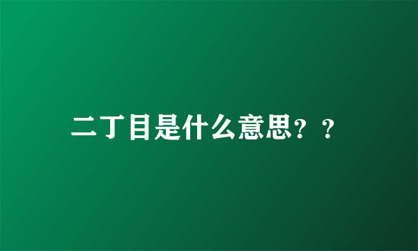 二丁目是什么意思？？