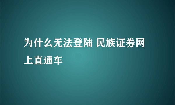 为什么无法登陆 民族证券网上直通车