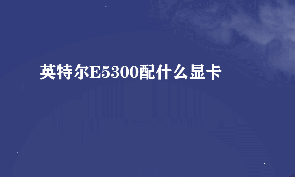 英特尔E5300配什么显卡