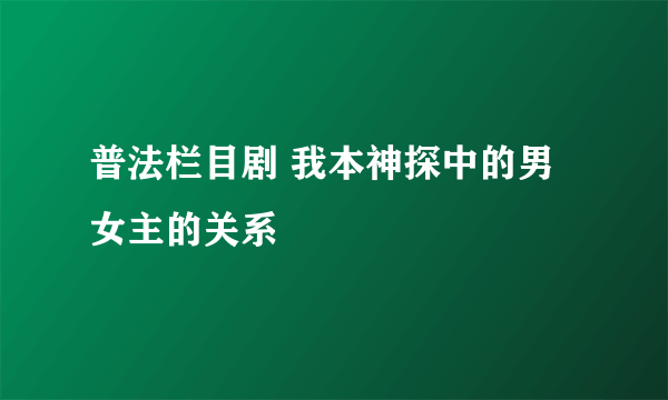 普法栏目剧 我本神探中的男女主的关系