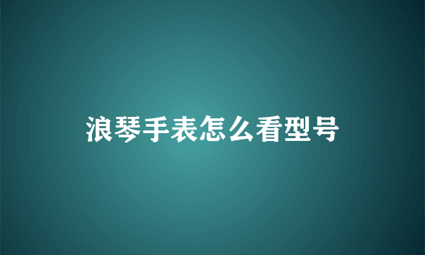 浪琴手表怎么看型号