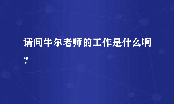 请问牛尔老师的工作是什么啊？