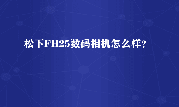 松下FH25数码相机怎么样？