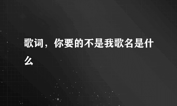 歌词，你要的不是我歌名是什么