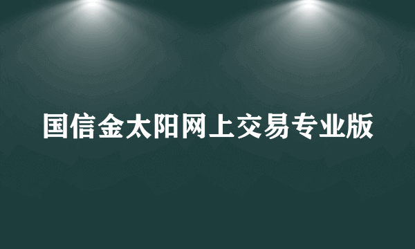 国信金太阳网上交易专业版