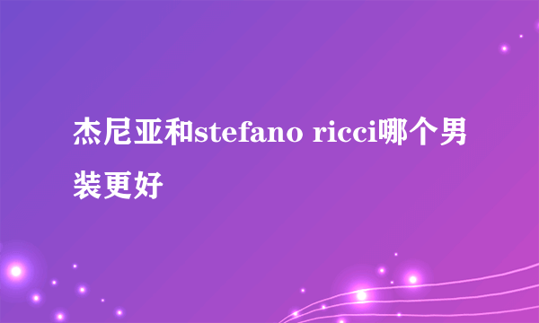 杰尼亚和stefano ricci哪个男装更好