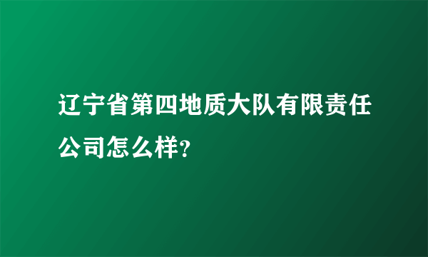 辽宁省第四地质大队有限责任公司怎么样？