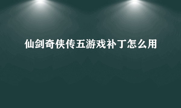 仙剑奇侠传五游戏补丁怎么用