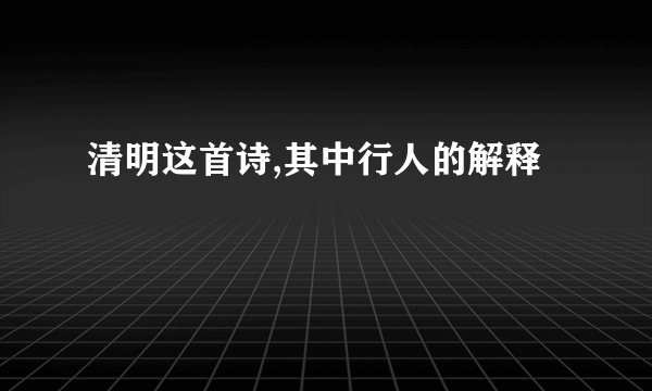 清明这首诗,其中行人的解释