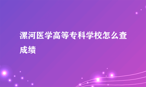 漯河医学高等专科学校怎么查成绩