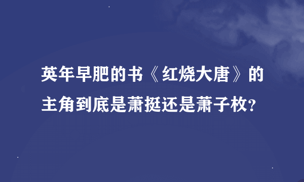 英年早肥的书《红烧大唐》的主角到底是萧挺还是萧子枚？