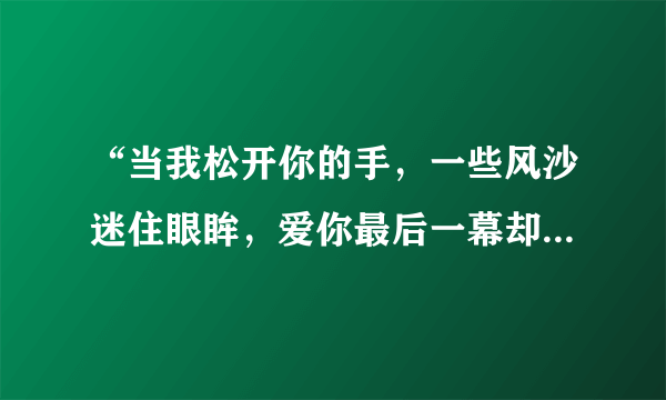 “当我松开你的手，一些风沙迷住眼眸，爱你最后一幕却模样带过”是哪首歌？