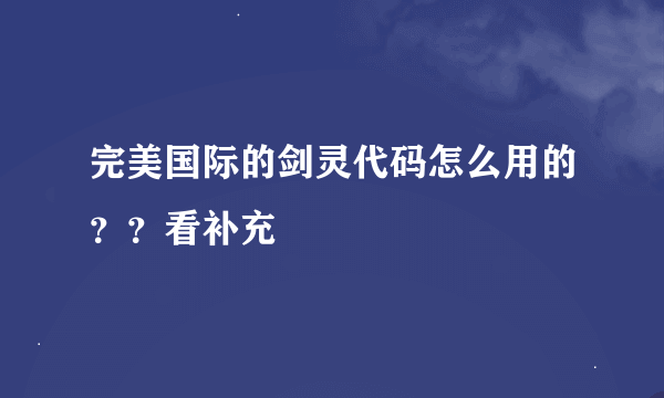 完美国际的剑灵代码怎么用的？？看补充