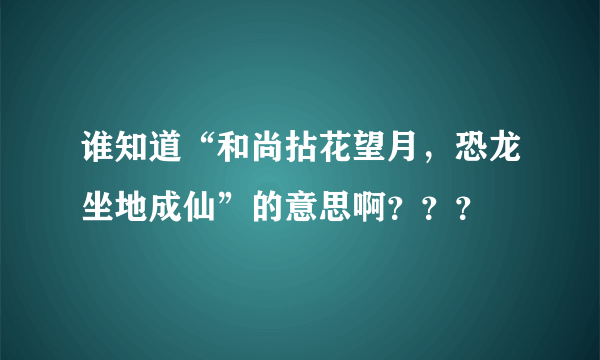 谁知道“和尚拈花望月，恐龙坐地成仙”的意思啊？？？