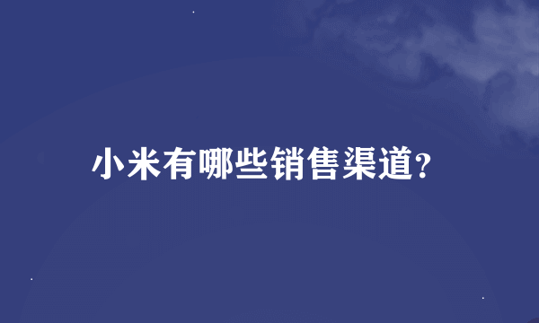 小米有哪些销售渠道？