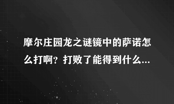 摩尔庄园龙之谜镜中的萨诺怎么打啊？打败了能得到什么？答得好的，追加分。