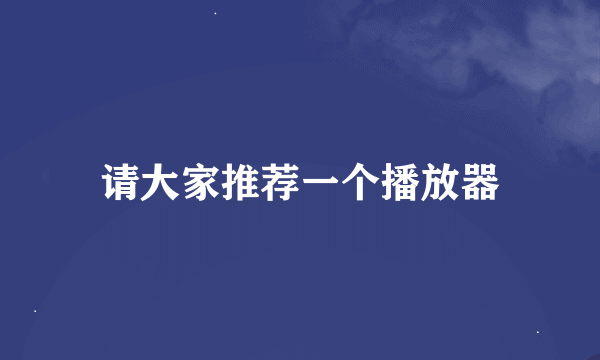 请大家推荐一个播放器