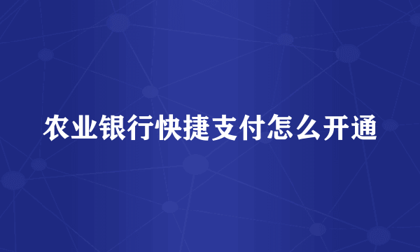 农业银行快捷支付怎么开通