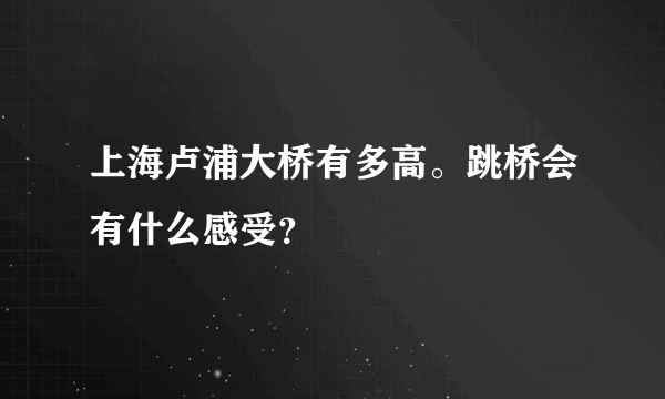 上海卢浦大桥有多高。跳桥会有什么感受？