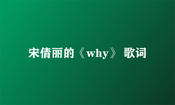 宋倩丽的《why》 歌词