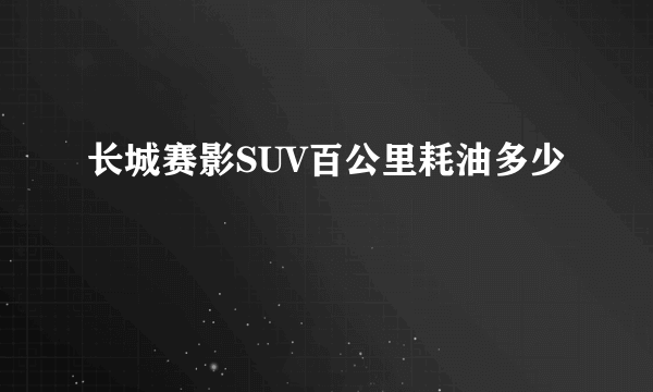 长城赛影SUV百公里耗油多少