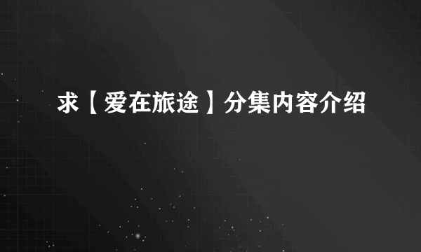 求【爱在旅途】分集内容介绍