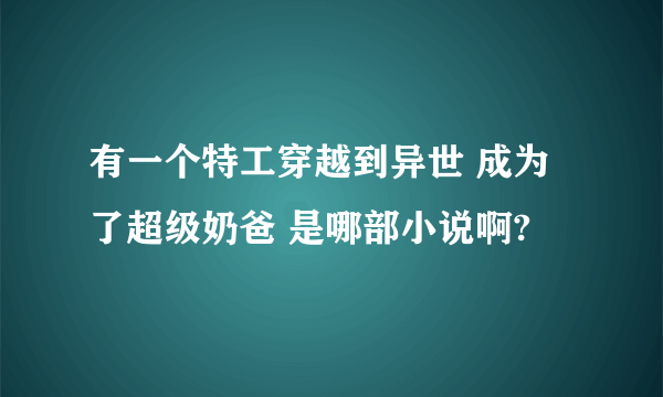 有一个特工穿越到异世 成为了超级奶爸 是哪部小说啊?