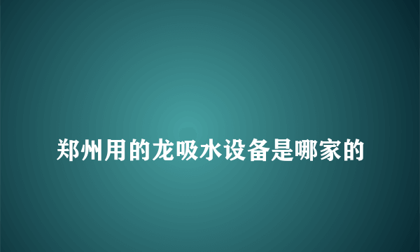 
郑州用的龙吸水设备是哪家的

