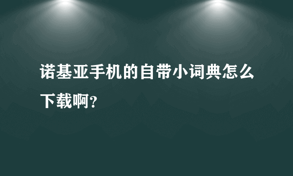 诺基亚手机的自带小词典怎么下载啊？