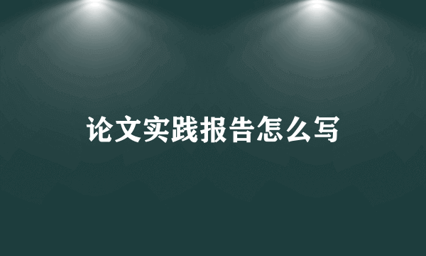 论文实践报告怎么写