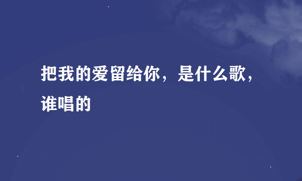 把我的爱留给你，是什么歌，谁唱的