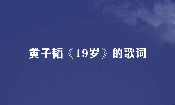 黄子韬《19岁》的歌词