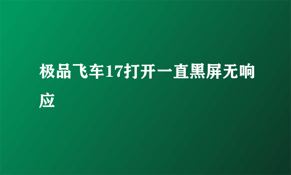 极品飞车17打开一直黑屏无响应