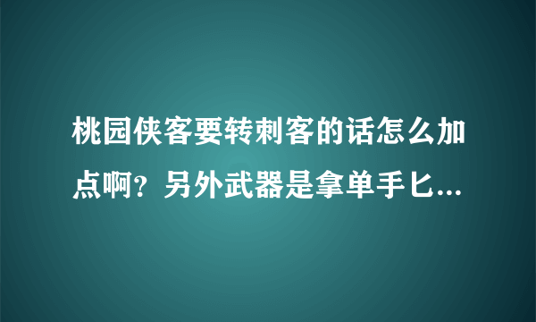 桃园侠客要转刺客的话怎么加点啊？另外武器是拿单手匕首好还是双持匕首好呀？ 求解！！！！