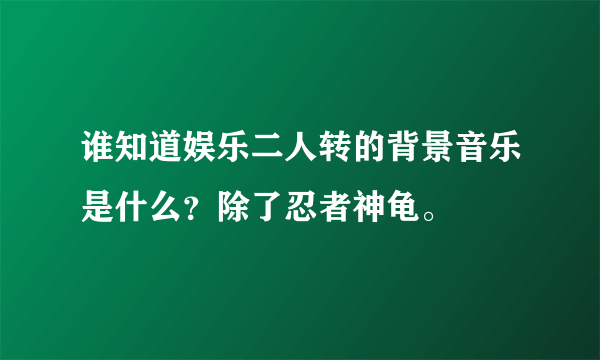 谁知道娱乐二人转的背景音乐是什么？除了忍者神龟。