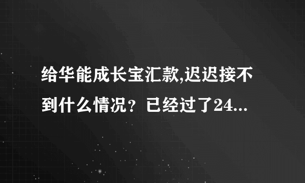 给华能成长宝汇款,迟迟接不到什么情况？已经过了24小时了…