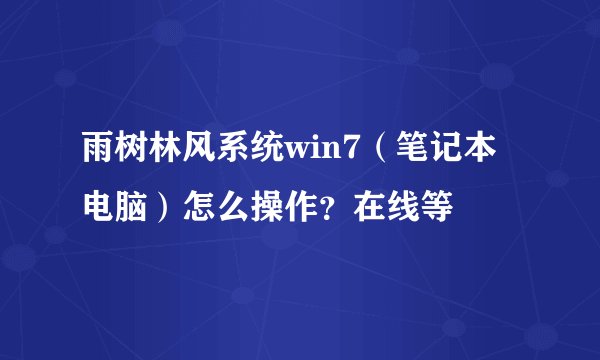 雨树林风系统win7（笔记本电脑）怎么操作？在线等