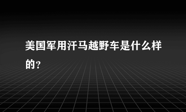 美国军用汗马越野车是什么样的？