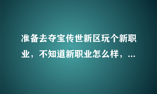 准备去夺宝传世新区玩个新职业，不知道新职业怎么样，好玩不，有没有人给介绍下新职业啊？