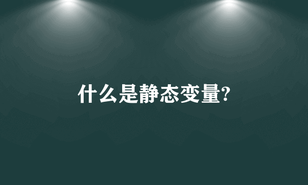 什么是静态变量?