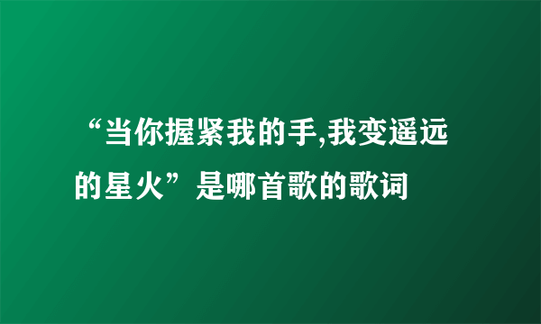 “当你握紧我的手,我变遥远的星火”是哪首歌的歌词