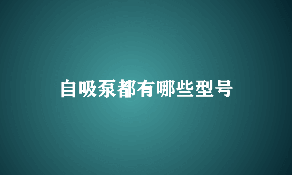 自吸泵都有哪些型号