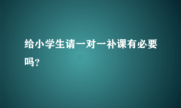 给小学生请一对一补课有必要吗？