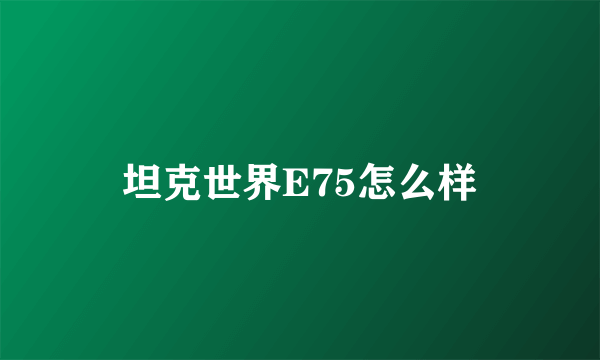 坦克世界E75怎么样