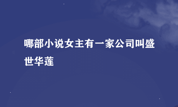 哪部小说女主有一家公司叫盛世华莲