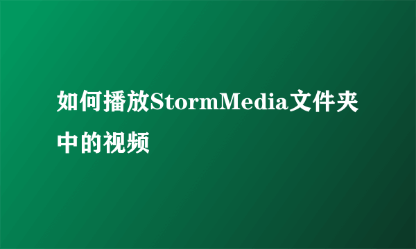 如何播放StormMedia文件夹中的视频