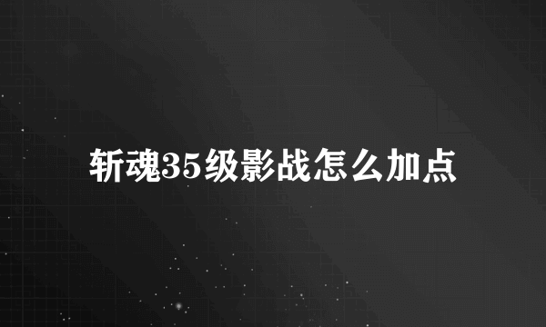 斩魂35级影战怎么加点