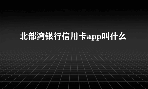 北部湾银行信用卡app叫什么