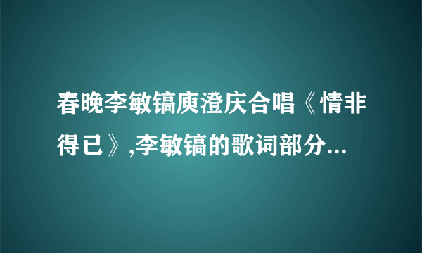 春晚李敏镐庾澄庆合唱《情非得已》,李敏镐的歌词部分拼音学唱.